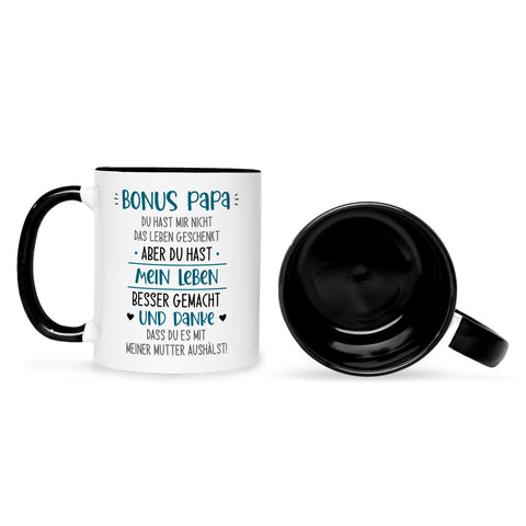 Bedruckte Tasse mit Spruch Bonus Eltern