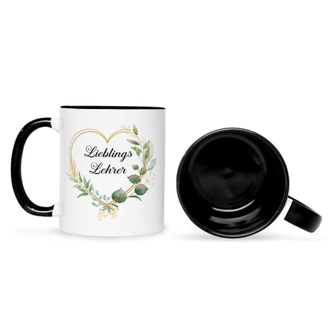 Bedruckte Tasse mit Spruch Lieblingslehrer/Lieblingslehrerin