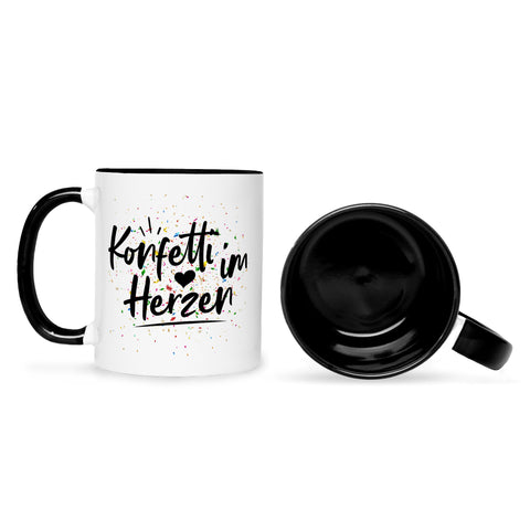 Bedruckte Tasse mit Spruch Konfetti im Herzen