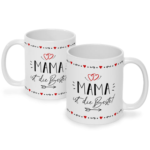 Bedruckte Tasse mit Spruch Mama ist die Beste!