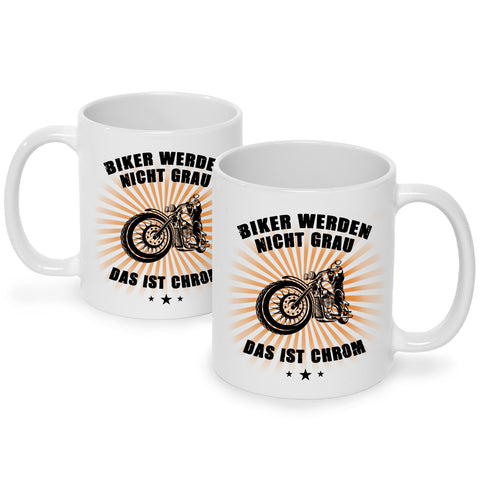 Bedruckte Tasse mit Spruch Biker werden nicht grau