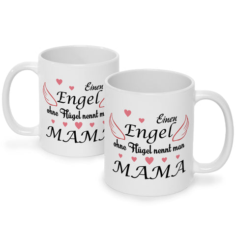 Bedruckte Tasse mit Spruch Engel ohne Flügel