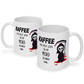 Bedruckte Tasse mit Spruch Kaffee, weil nicht jeder Tag mit Mord beginnen kann