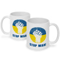Bedruckte Tasse mit Spruch Stop War Ukraine