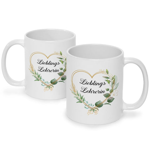 Bedruckte Tasse mit Spruch Lieblingslehrer/Lieblingslehrerin