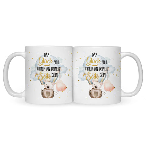 Bedruckte Tasse mit Spruch Glück immer an deiner Seite