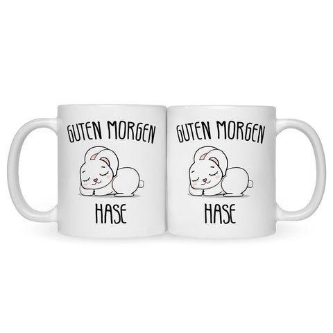 Bedruckte Tasse mit Spruch Guten Morgen Hase