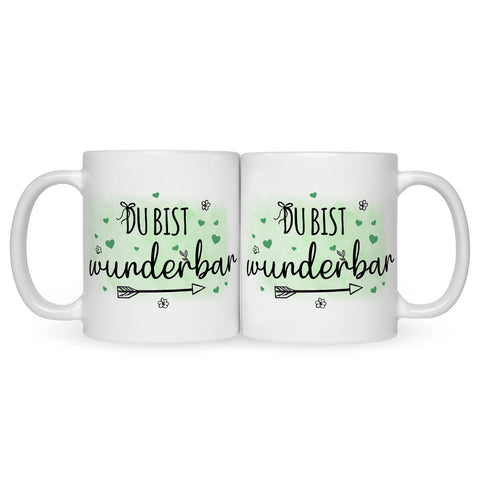 Bedruckte Tasse mit Spruch Du bist wunderbar