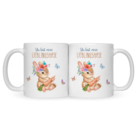 Bedruckte Tasse mit Spruch Lieblingshase