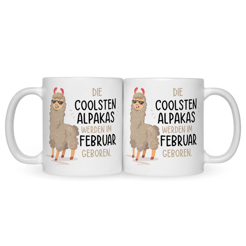 Bedruckte Tasse mit Spruch Die coolsten Alpakas