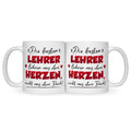 Bedruckte Tasse mit Spruch Die besten Lehrer lehren aus dem Herzen
