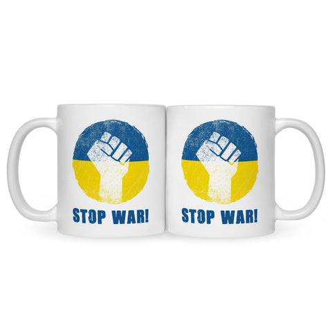 Bedruckte Tasse mit Spruch Stop War Ukraine
