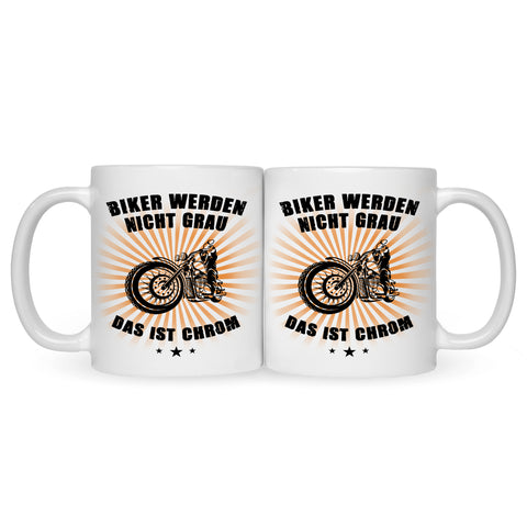 Bedruckte Tasse mit Spruch Biker werden nicht grau