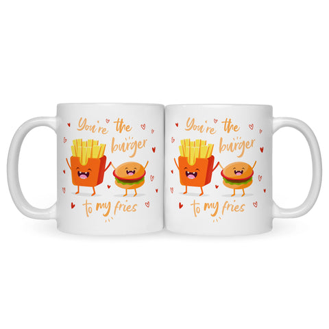 Bedruckte Tasse mit Spruch Burger to my fries