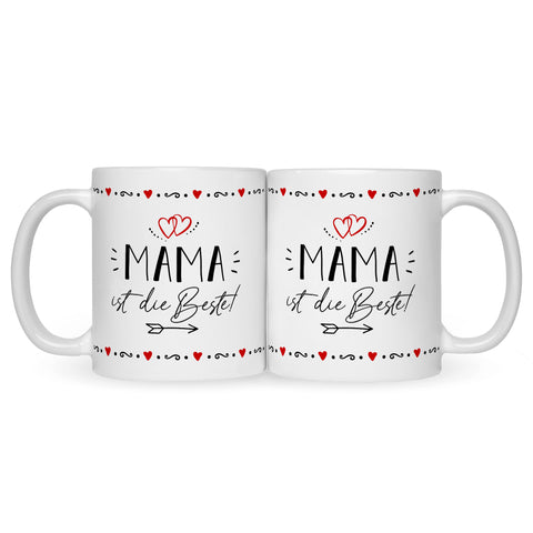 Bedruckte Tasse mit Spruch Mama ist die Beste!