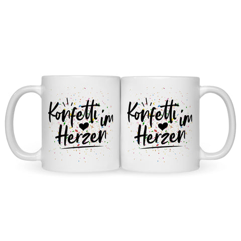 Bedruckte Tasse mit Spruch Konfetti im Herzen