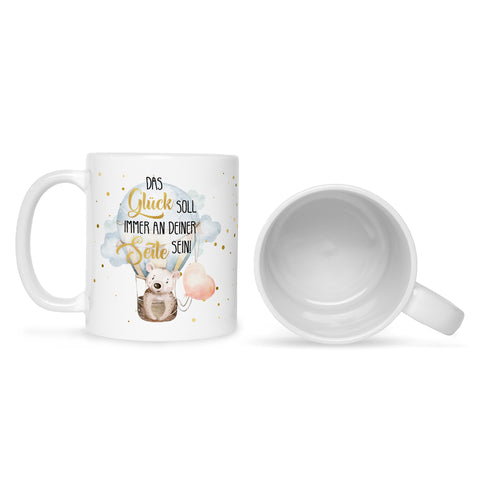 Bedruckte Tasse mit Spruch Glück immer an deiner Seite