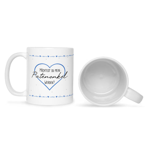 Bedruckte Tasse mit Spruch Ich habe eine wichtige Frage an dich! Patentante/Patenonkel