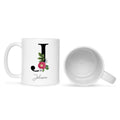 Bedruckte Tasse mit Personalisierung von Namen & Anfangsbuchstaben im Floral Design