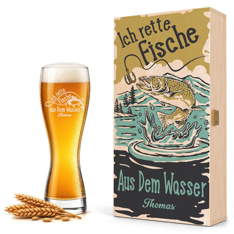 Stölzle Lausitz Weizenglas "Ich rette Fische aus dem Wasser" mit Namen