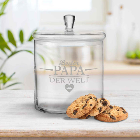 Leonardo Keksglas mit Gravur "Bester Papa der Welt"