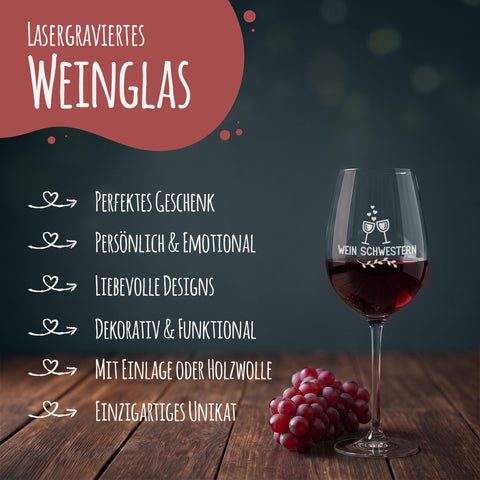 Stölzle Lausitz Weinglas mit Gravur "Wein Schwestern"