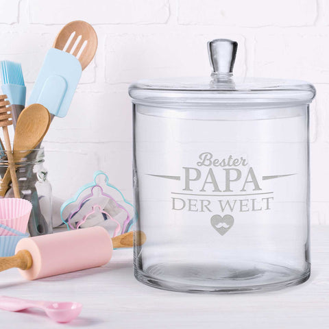 Leonardo Keksglas mit Gravur "Bester Papa der Welt"