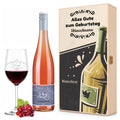 Stölzle Lausitz Weinglas "Alles Gute zum Geburtstag" inkl. bedruckter Holzkiste + Riesling Tandem