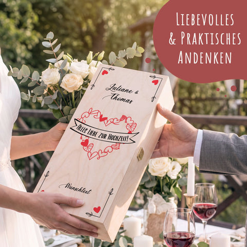 Stölzle Lausitz Weingläser mit Gravur "Heart Collection" Design als Set inkl. bedruckter Holzkiste