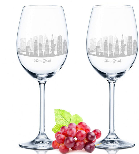 Leonardo Weingläser mit Gravur - Skyline New York im Set