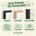 Zwei Rahmen 30 × 40 cm in Schwarz oder Eiche-Optik mit echtem Faden, von Hand vormontiert