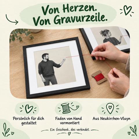 Fadenbild Roter Faden: von Hand vormontiert bei GRAVURZEILE in Neukirchen-Vluyn
