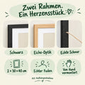 Zwei Rahmen 30 × 40 cm in Schwarz oder Eiche-Optik mit echtem Faden, von Hand vormontiert