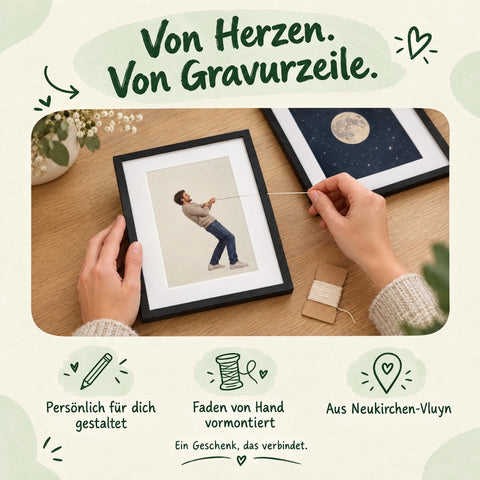 Fadenbild Mond vom Himmel: von Hand vormontiert bei GRAVURZEILE in Neukirchen-Vluyn