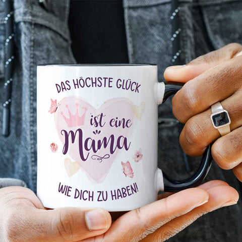 Bedruckte Tasse mit Spruch Das höchste Glück