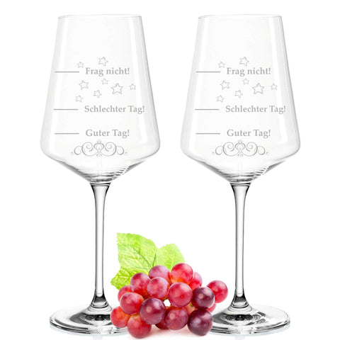 Leonardo Puccini Weingläser - 750ml "Schlechter Tag, Guter Tag - Frag nicht!" im Set