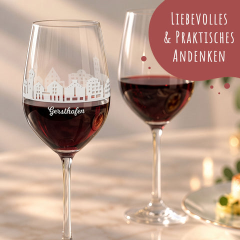 Stölzle Lausitz Weingläser mit Gravur - Skyline Gersthofen im Set