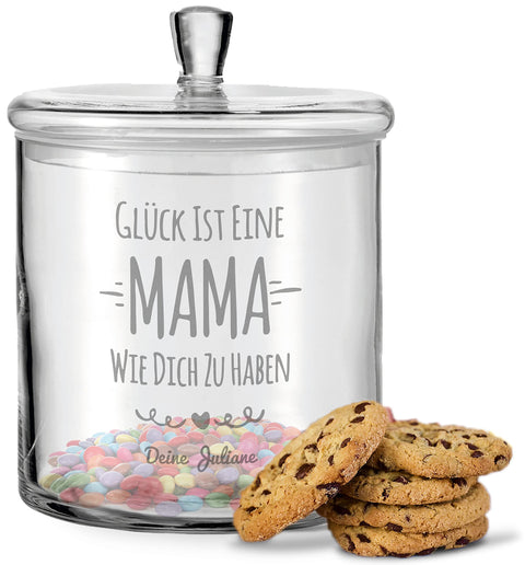 Leonardo Keksglas mit Gravur "Glück ist eine Mama"