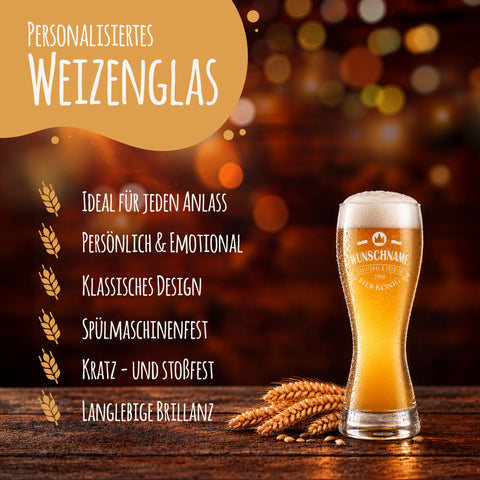 Stölzle Lausitz Weizenglas mit Gravur "Bierkönig"