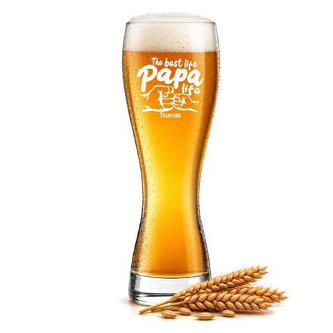 Stölzle Lausitz Weizenglas "The best life Papa life" mit Namen