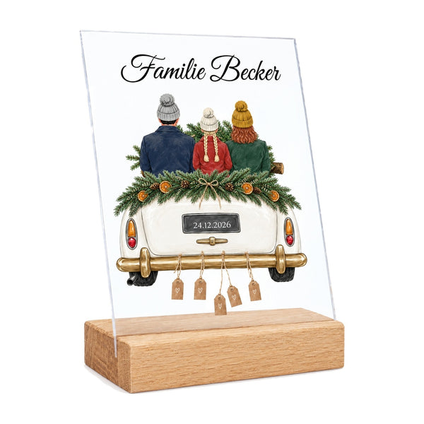 Die Heimfahrt auf Acrylglas - Personalisiertes Weihnachtsgeschenk für Paare & Familien GRAVURZEILE