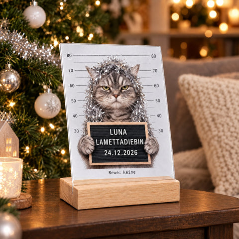 Plätzchendieb auf Acrylglas - Personalisiertes Geschenk mit Deinem Tierfoto zu Weihnachten GRAVURZEILE – Bild 3