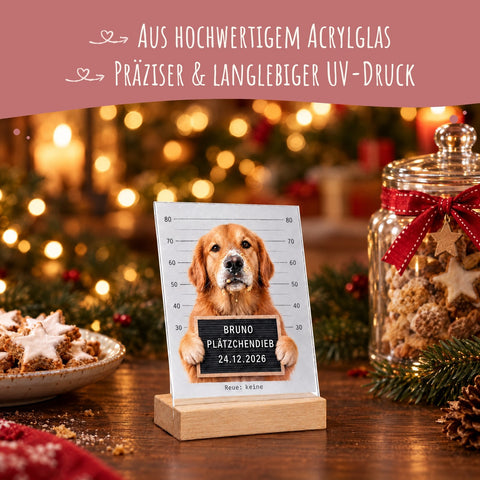 Plätzchendieb auf Acrylglas - Personalisiertes Geschenk mit Deinem Tierfoto zu Weihnachten GRAVURZEILE – Bild 4