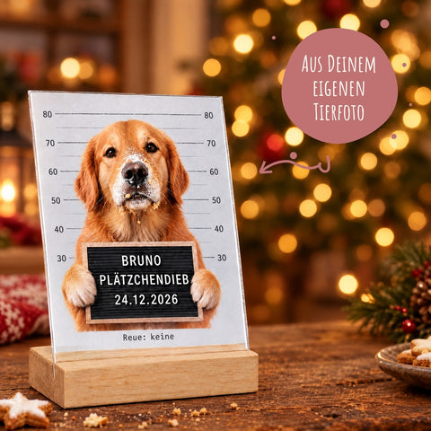 Plätzchendieb auf Acrylglas - Personalisiertes Geschenk mit Deinem Tierfoto zu Weihnachten GRAVURZEILE – Bild 5