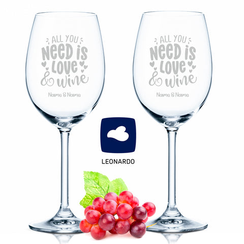 Leonardo Weingläser mit Gravur "All you need is Love and Wine"