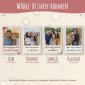 Vier Rahmen zur Wahl: Liebe mit Rosen, Freunde mit Washi-Tape, Familie mit Eukalyptus und Klassisch mit feiner Linie