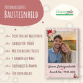 Personalisiertes Bausteinbild von GRAVURZEILE: Foto auf Bausteinen, farbiger UV-Druck, wie ein kleines Puzzle, vier Rahmen
