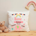 Bedrucktes Kissen mit Babydaten und Elefant
