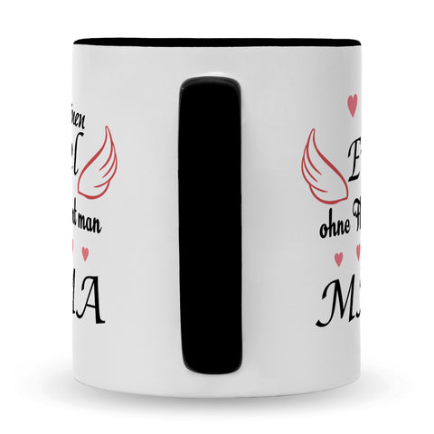 Bedruckte Tasse mit Spruch Engel ohne Flügel