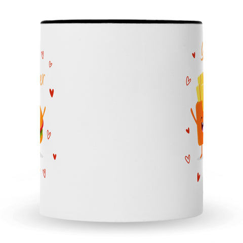 Bedruckte Tasse mit Spruch Burger to my fries